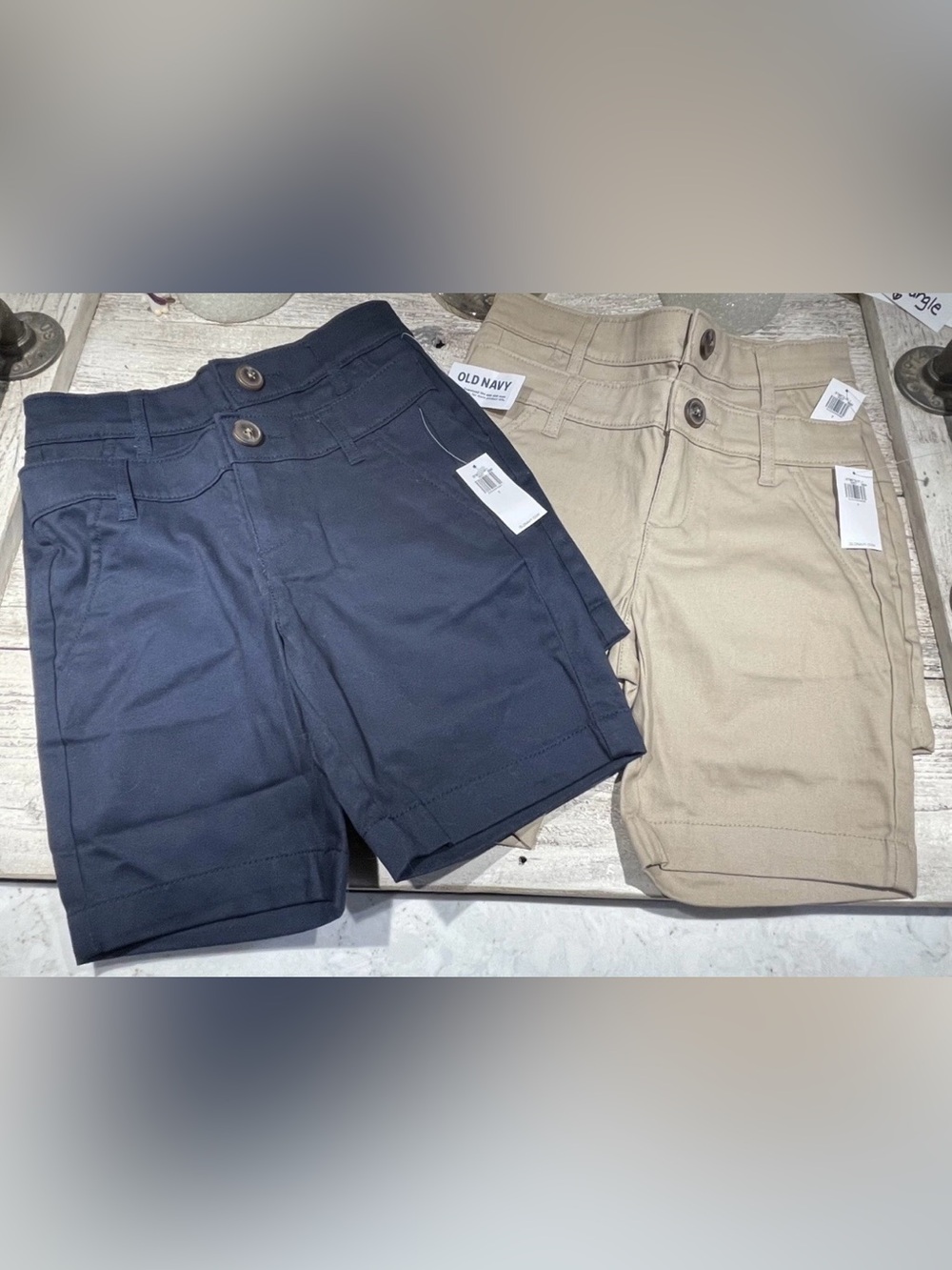 Old Navy Girls Navy / Beige Uniform Twill Bermuda Shorts Size 7 Bundle (4 pr)NWT